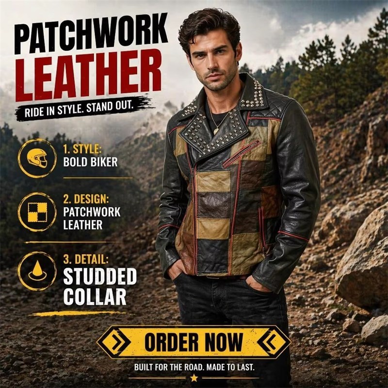 OEM Patchwork Leather Biker Jacket