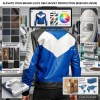Custom Men's Blue & White Sheepskin Leather Biker Jacket with Two Tone Detailing, Slim Fit