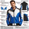 Custom Men's Blue & White Sheepskin Leather Biker Jacket with Two Tone Detailing, Slim Fit
