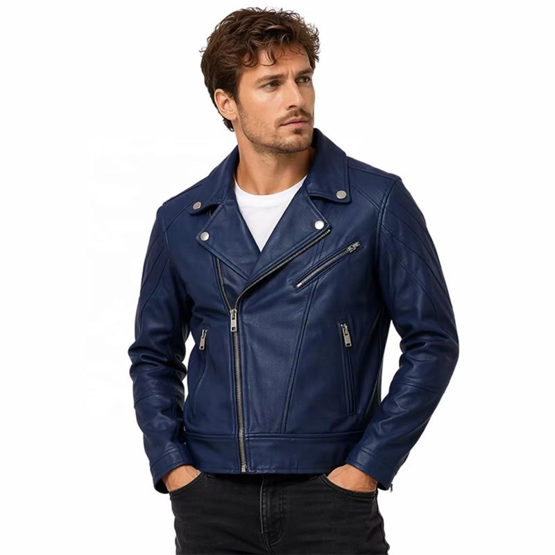 OEM Men's Navy Blue Biker Jacket