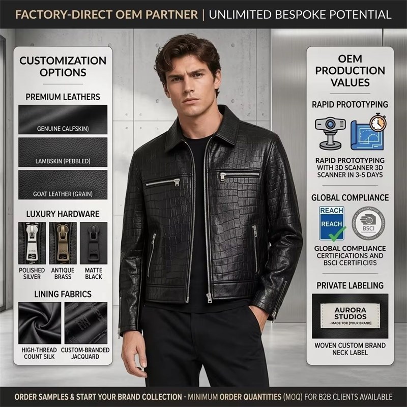 Custom Men's Black Cowhide Leather Biker Jacket, Custom Made to Order
