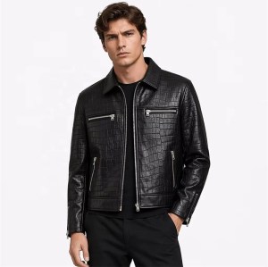 Custom Men's Black Cowhide Leather Biker Jacket, Custom Made to Order