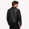 Custom Men's Black Cowhide Leather Biker Jacket, Custom Made to Order