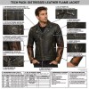 Custom Men's Brown Leather Biker Jacket with Printed & Distressed Detailing, Flame & Gear