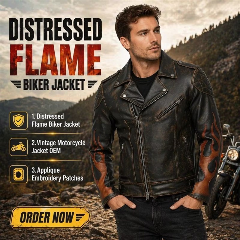 OEM Vintage Motorcycle Leather Jacket