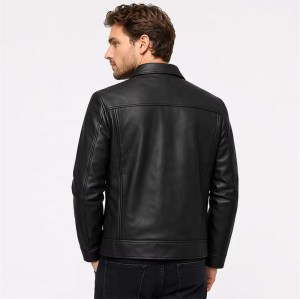 Custom Men's Black Leather Biker Jacket with Studded & Two Tone Detailing, Punk Rock