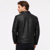 Custom Men's Black Leather Biker Jacket with Studded & Two Tone Detailing, Punk Rock