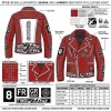 Custom Men's Red Leather Biker Jacket with Studded & Embroidered Detailing