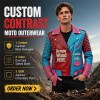 Custom Men's Cowhide Leather Biker Jacket with Studded & Patchwork Detailing, Punk Rock