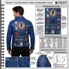 Custom Men's Blue Leather Biker Jacket with Studded & Patchwork Detailing, Punk Rock