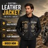 Custom Men's Leather Biker Jacket with Applique Detailing, Cross