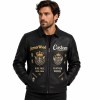 Custom Men's Leather Biker Jacket with Applique Detailing, Cross