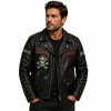 Custom Men's Leather Biker Jacket with Studded Detailing, Skull & Punk Rock