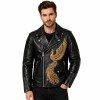Custom Men's Leather Biker Jacket with Embroidered Detailing
