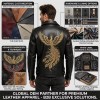 Custom Men's Leather Biker Jacket with Embroidered Detailing