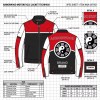 Custom Men's Black & Red Leather Biker Jacket with Two Tone Detailing