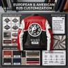 Custom Men's Black & Red Leather Biker Jacket with Two Tone Detailing