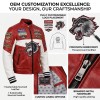 Custom Men's Leather Biker Jacket with Patchwork & Printed Detailing