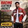 Custom Men's Leather Biker Jacket with Patchwork & Printed Detailing