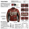 Custom Men's Red & Maroon Leather Biker Jacket with Embroidered & Applique Detailing