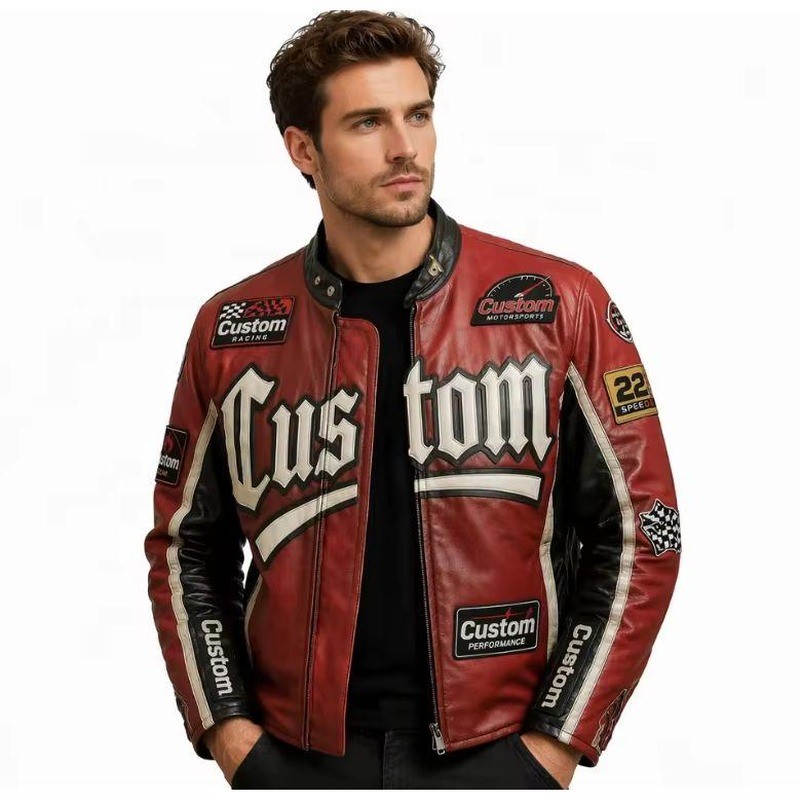 OEM Padded Motorcycle Biker Leather Jacket