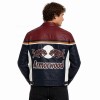 Custom Men's Red Cowhide Leather Biker Jacket with Two Tone Detailing, Streetwear & Vintage
