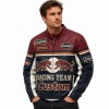 Custom Men's Red Cowhide Leather Biker Jacket with Two Tone Detailing, Streetwear & Vintage