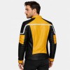 Custom Men's Black & Yellow Leather Biker Jacket with Quilted & Two Tone Detailing