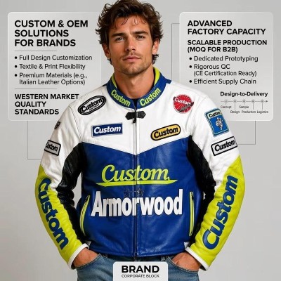 Custom Men's Leather Biker Jacket with Embroidered & Applique Detailing, Vintage