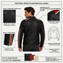 Custom Men's Black & Red Leather Biker Jacket, Slim Fit, Custom Made to Order