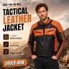 Custom Men's Black & Orange Leather Biker Jacket with Quilted & Two Tone Detailing