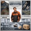 Custom Men's Black & Orange Leather Biker Jacket with Quilted & Two Tone Detailing