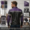 Custom Men's Black & Purple Leather Biker Jacket with Quilted & Two Tone Detailing, Slim Fit