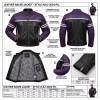 Custom Men's Black & Purple Leather Biker Jacket with Quilted & Two Tone Detailing, Slim Fit