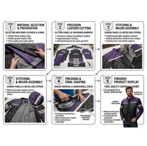 Custom Men's Black & Purple Leather Biker Jacket with Quilted & Two Tone Detailing, Slim Fit