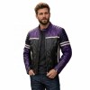 Custom Men's Black & Purple Leather Biker Jacket with Quilted & Two Tone Detailing, Slim Fit