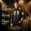 Custom Men's Black Leather Biker Jacket with Studded & Two Tone Detailing