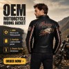Custom Men's Black Cowhide Leather Biker Jacket with Embroidered & Applique Detailing, Streetwear