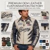 Custom Men's Leather Moto Jacket with Embroidered & Applique Detailing