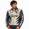 Custom Men's Leather Moto Jacket with Embroidered & Applique Detailing