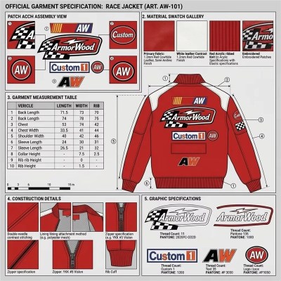Custom Men's Red Leather Racer Jacket with Embroidered & Applique Detailing, Streetwear