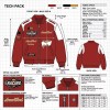 Custom Men's Red Leather Racer Jacket with Embroidered & Applique Detailing, Streetwear