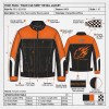 Custom Men's Black & Orange Leather Racer Jacket with Embroidered & Applique Detailing