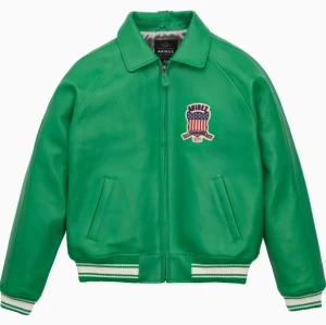 Chaqueta bomber de cuero genuino de alta calidad para hombre, hecha a medida.
