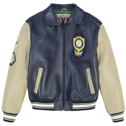 Custom Motorcycle Jacket Embroidery Logo Genuine Leather Baseball Bomber Varsity Jacket for Men