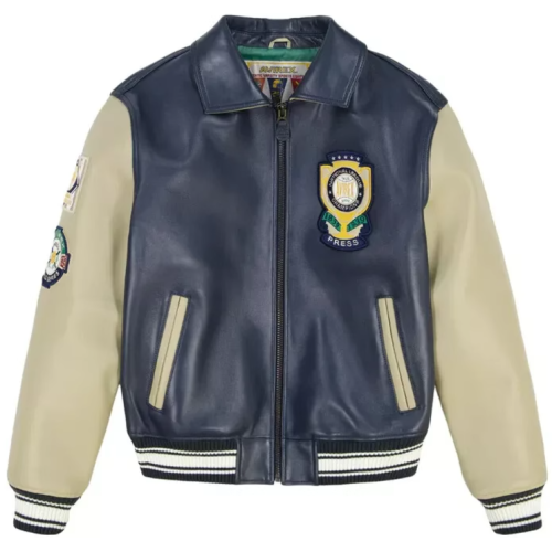 Custom Motorcycle Jacket Embroidery Logo Genuine Leather Baseball Bomber Varsity Jacket for Men