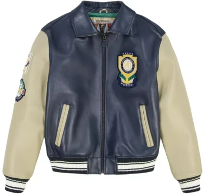 Benutzerdefinierte Motorradjacke Stickerei Logo Echtleder Baseball Bomber Varsity Jacke für Männer
