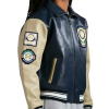Custom Motorcycle Jacket Embroidery Logo Genuine Leather Baseball Bomber Varsity Jacket for Men