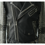 Chaqueta de cuero sintético remachado para hombre, hecha a medida, para motociclista. Fabricante de chaquetas de cuero.
