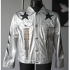 Men's Custom Silver Color Fashion Motorcycle Biker PU Leather Jacket